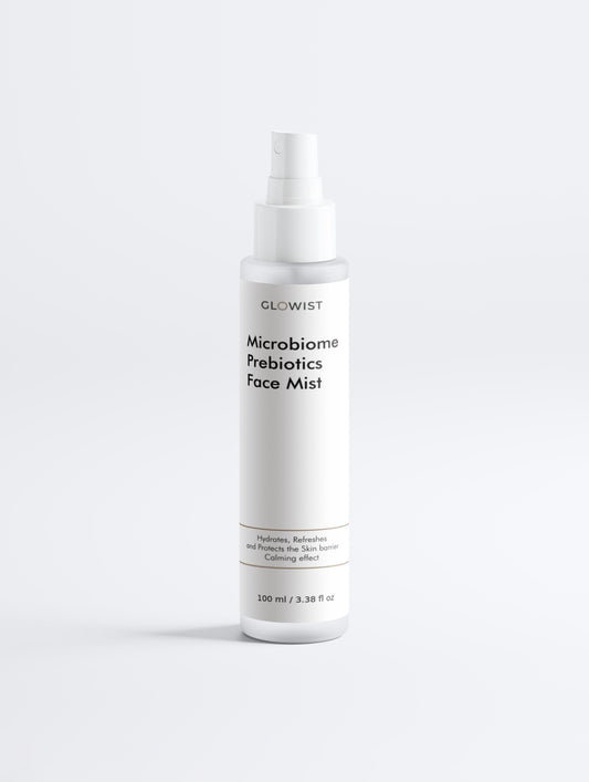 Glowist Microbiome Prebiotics Face Mist bottle on a white background